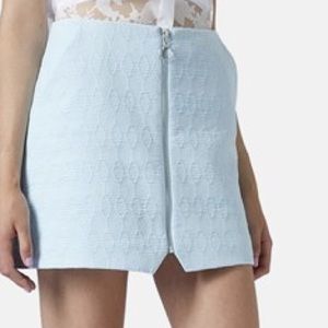 Topshop Blue Quilted Zip Front Skirt